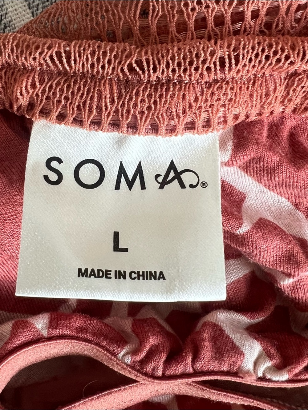 Soma Rust and Cream Printed nightgown with Lace Detail - Picture 4 of 4